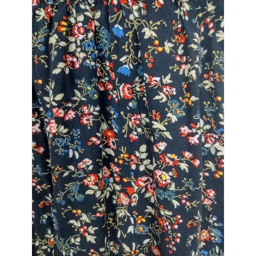 J Crew Ruffle Front Mini Dress Floral Viscose Size 4 Navy Flowy Flirty Girly - Picture 5 of 10